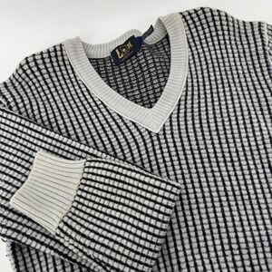 Black and White V-Neck Sweater for Men